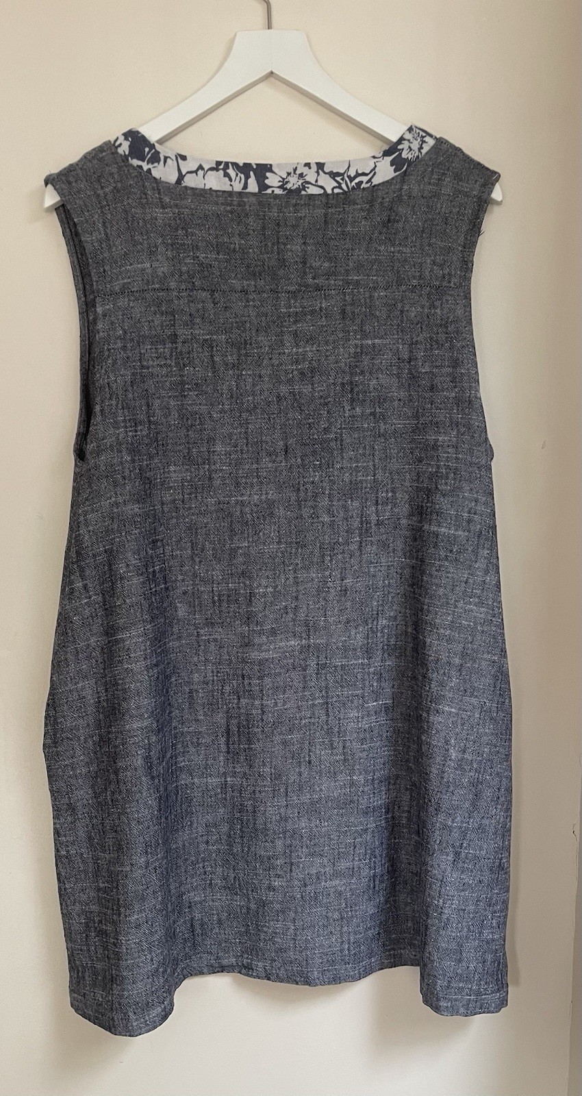 Bella Blue Shift Dress Blue Linen Look Size L/XL Unworn No Tags