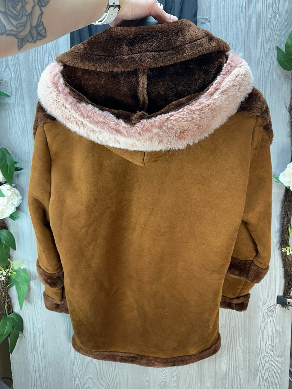 DENALI SHEARLING JACKET COAT FAUX FUR TAN BEIGE BROWN SIZE Medium Eskimo