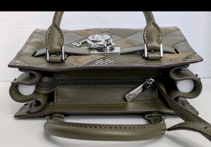 NWT Michael Kors Hamilton Small Satchel Bag Olive Green Snake Embossed Patch NWT