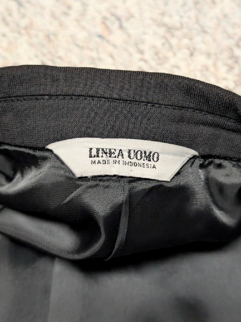1990s vintage 2PC SUIT double breasted 40L 34×34 black WOOL lightweight