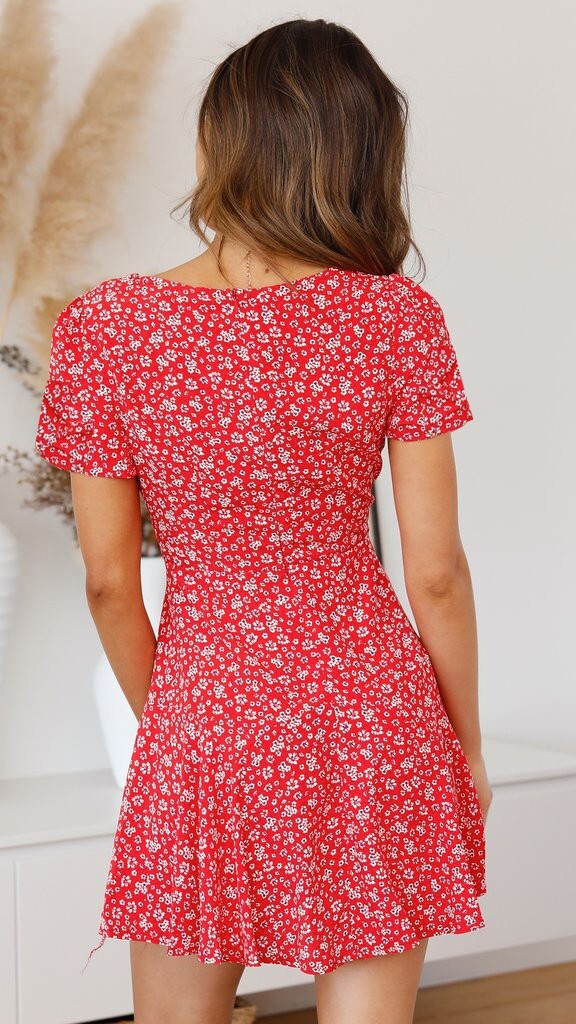 Elegant Red Women Boho Floral Sundress Mini Dress Ladies Party Beach Swing US