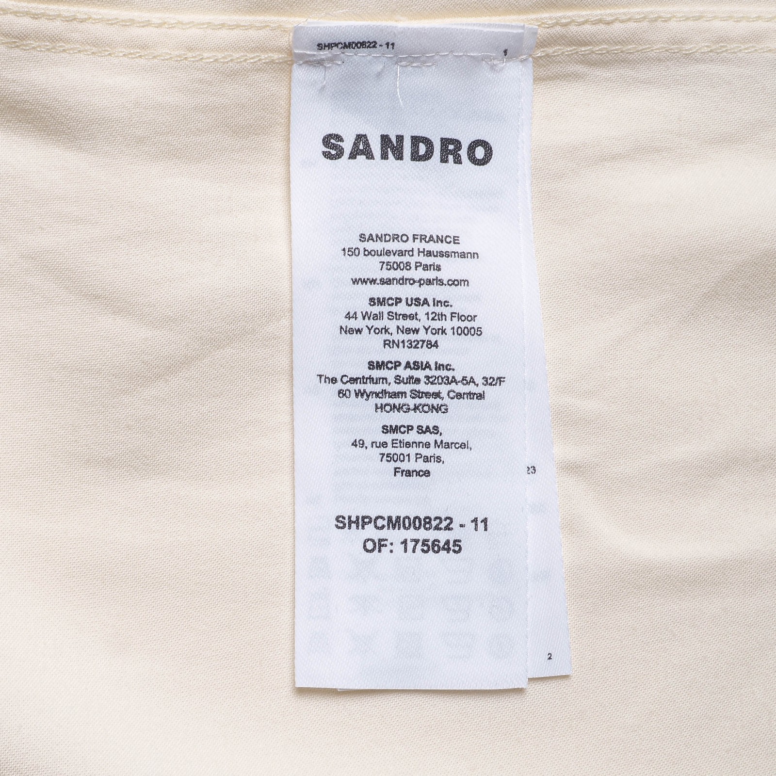 Sandro shirt ecru size L men’s short sleeve shirt collared shpcm00822