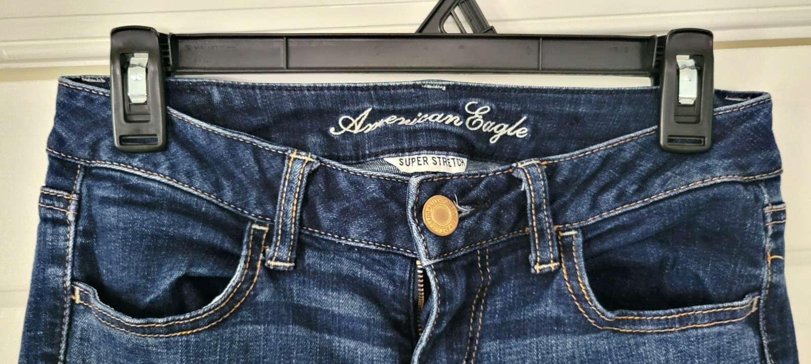 American Eagle Super Stretch Skinny Jeans Womens 4 Blue Denim Dark Wash Jeggings
