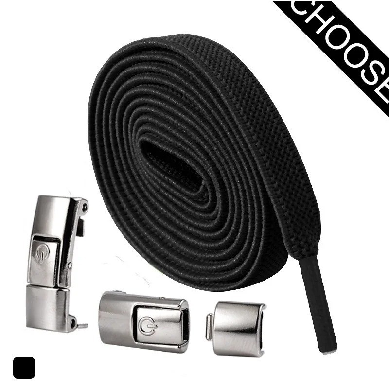 2Pcs Easy No Tie Shoelaces Elastic Silicone Flat Lazy Shoe Lace Strings Adult
