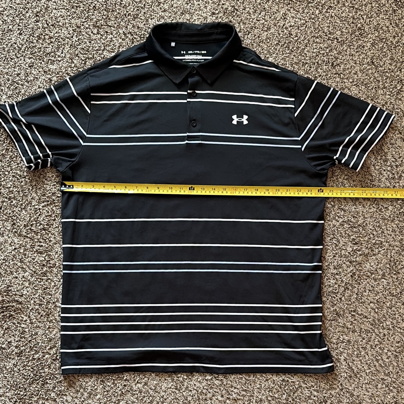 Under Armour Men’s Playoff Polo Shirt XXL Short Sleeve Striped Black/White Logo