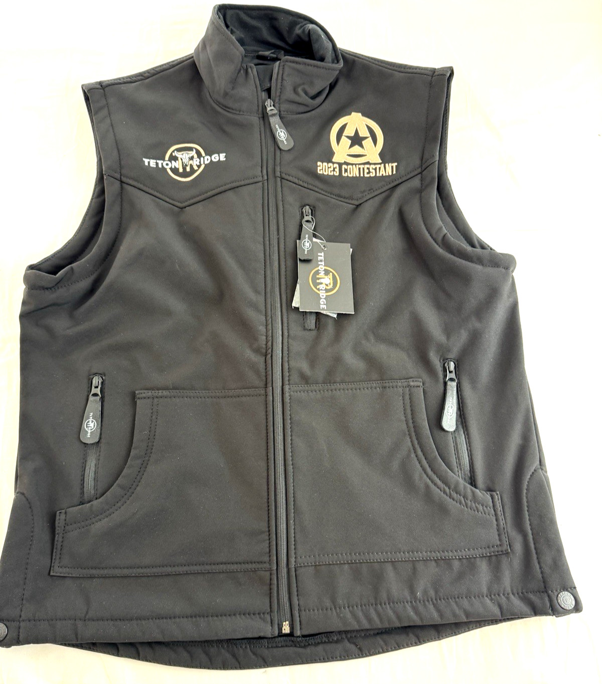 TETON RIDGE 2023 The American Rodeo Contestant Black Zip Vest Size M NWT