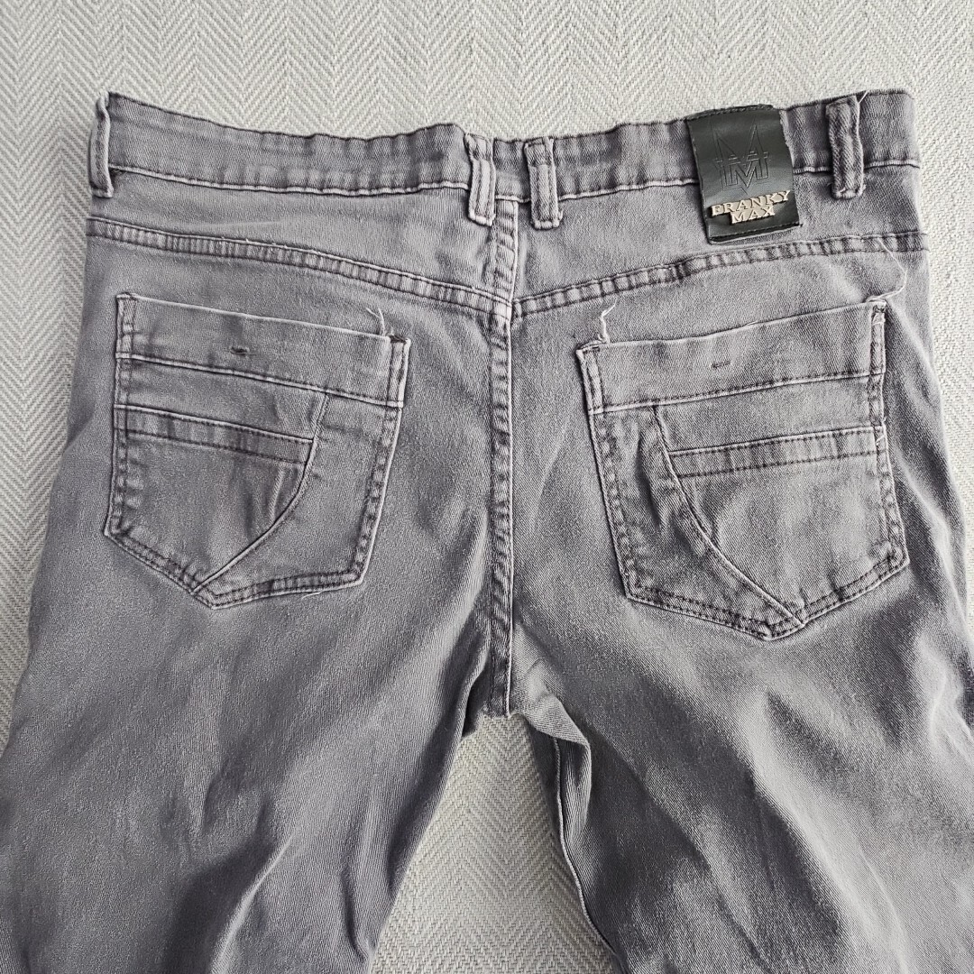 Franky Max Jeans Men’s W36 L30 Tapered Gray Wash Moto Biker Reinforcement Denim