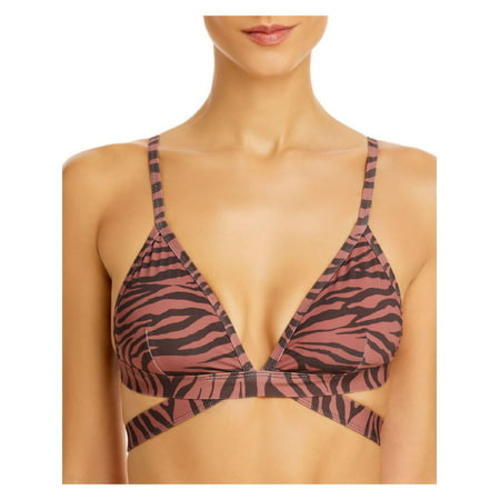 Aqua Swim Womens Tiger Stripe Medium Support Bikini Swim Top Tiger Size L 0229