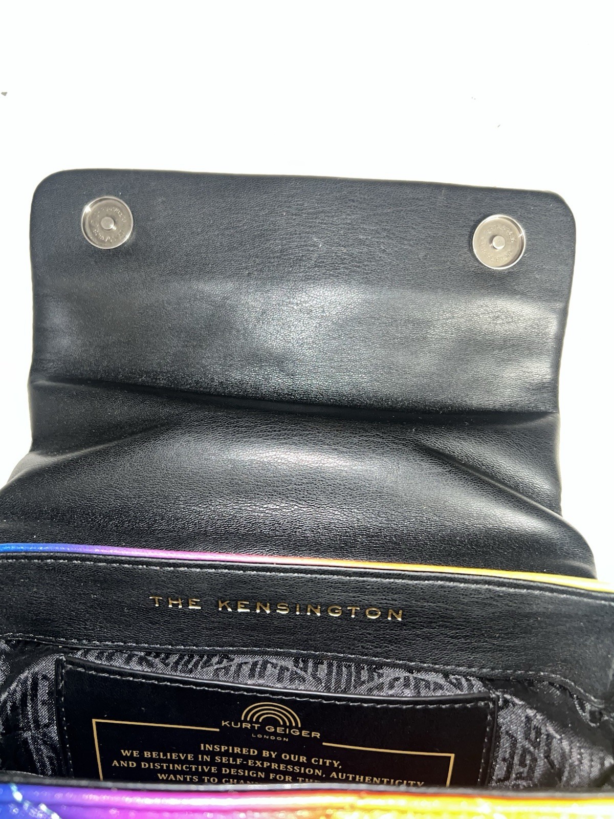 Authentic Kurt Geiger Kensington Rainbow Quilted Shoulder Bag Chain Strap