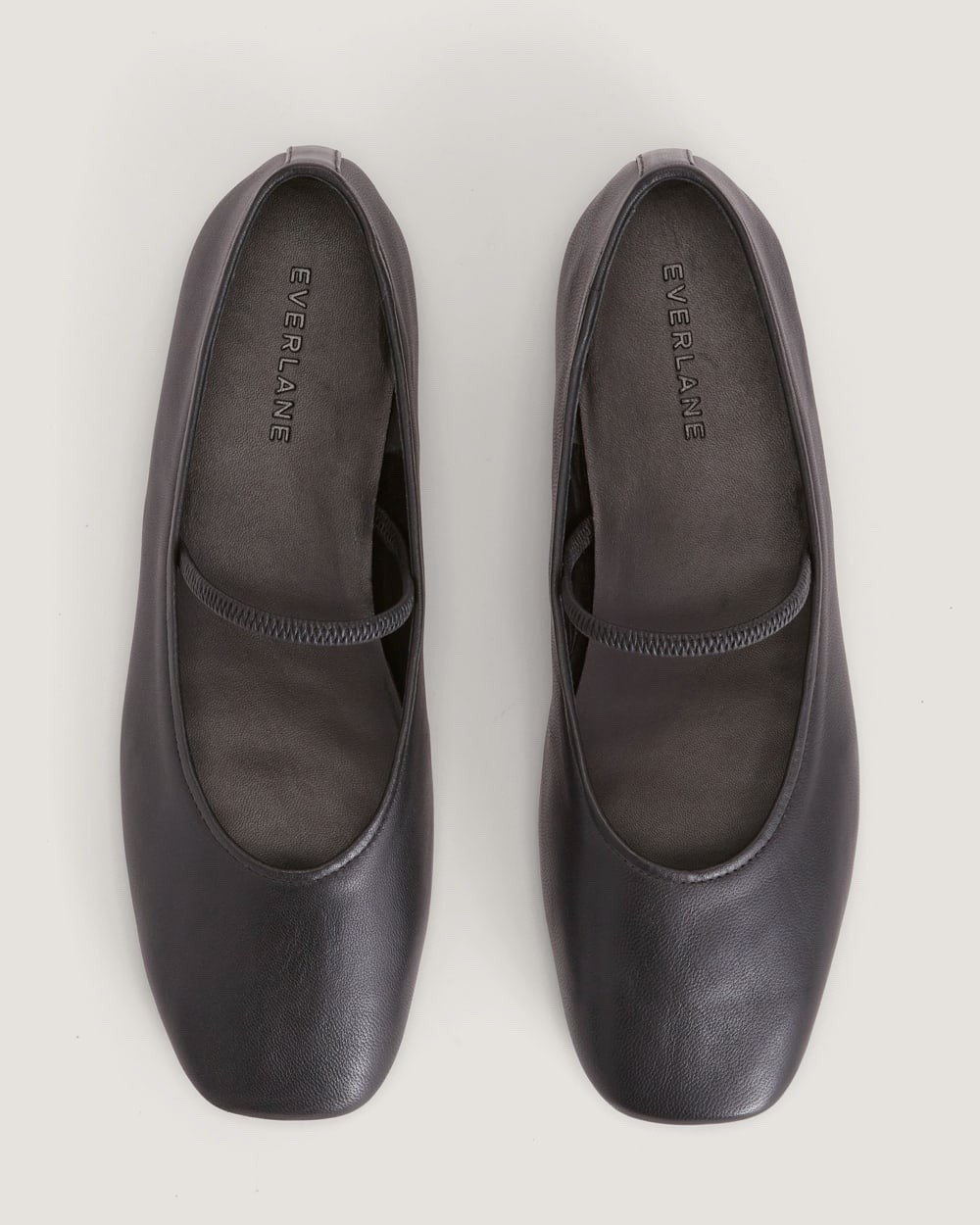 Everlane Black Leather Mary Jane Flats Square Toe Size 6.5 NWB