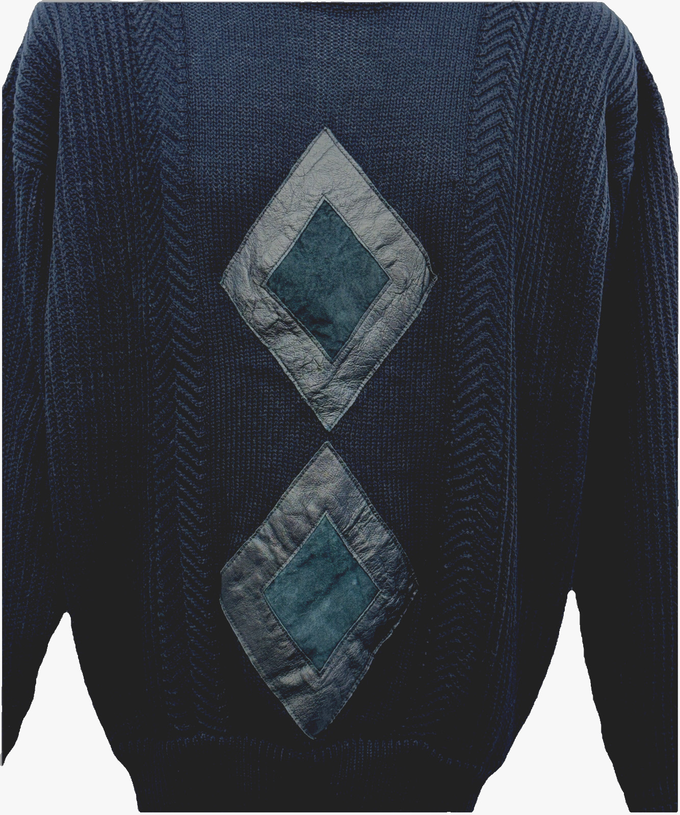 VTG Limited Editions by Expressions Men Size L Leather Appliqué Pullover Sweater