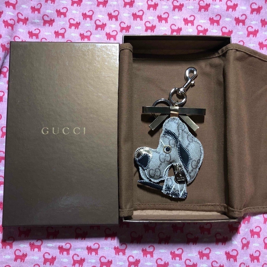 Gucci Auth Guccoli Great Dane Ulisse Dog Charm Key Ring Leather 18 cm 7.1″ Used