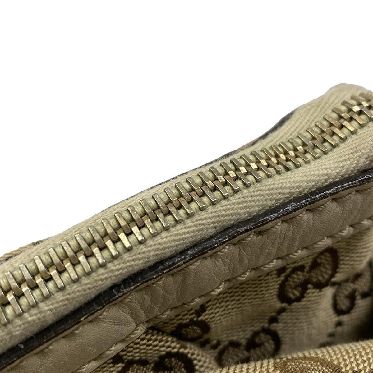 GUCCI GG Pattern Jacquard Leather Handbag Beige Brown Ivory Auth