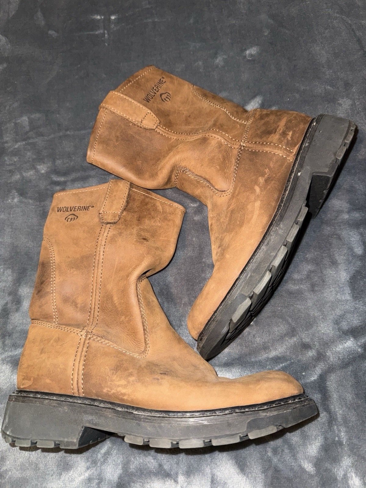 WOLVERINE Mens 7 M Leather Pull On Work Boots Oil Slip Resistant Brown W04727