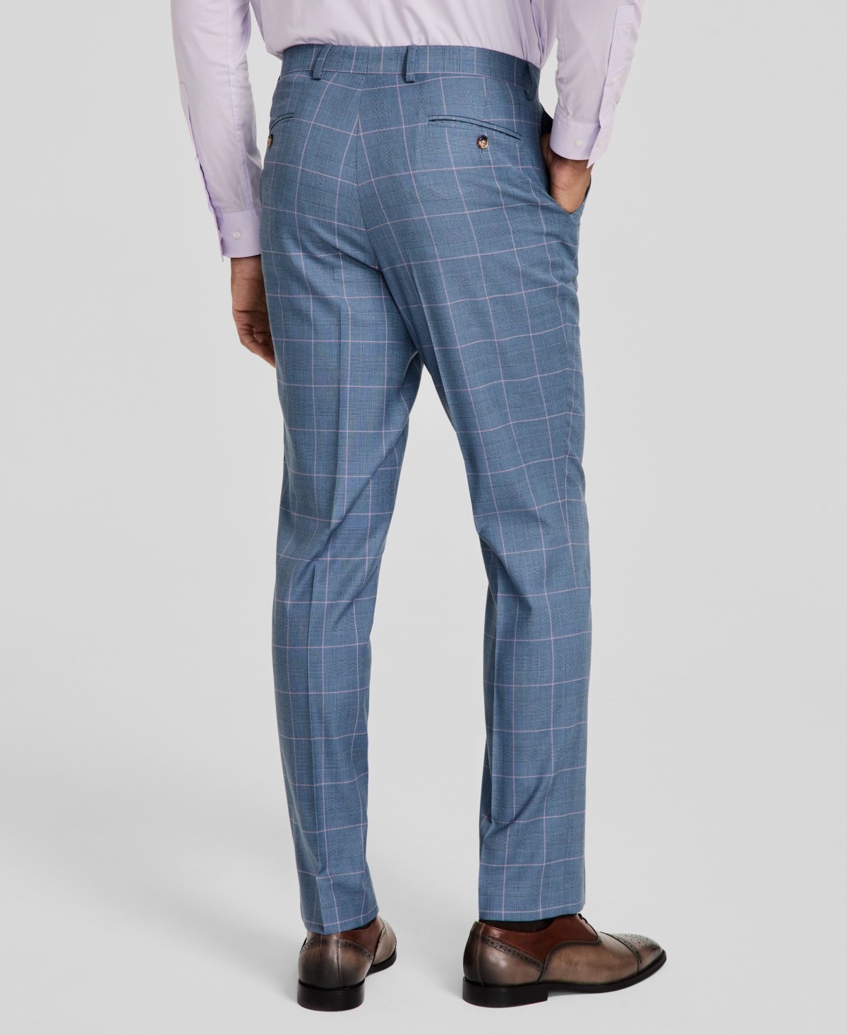 Tayion Collection Men’s Blue Classic-Fit Plaid Suit Pants Size 40W/32L