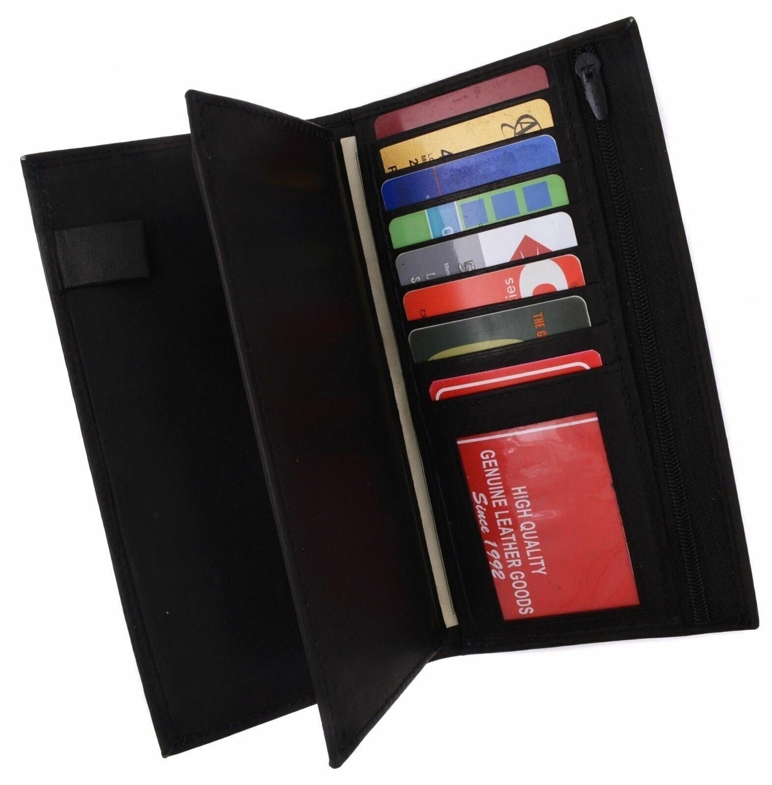 Genuine Leather Checkbook Cover Wallet Organizer with Credit Card Holder 253bk