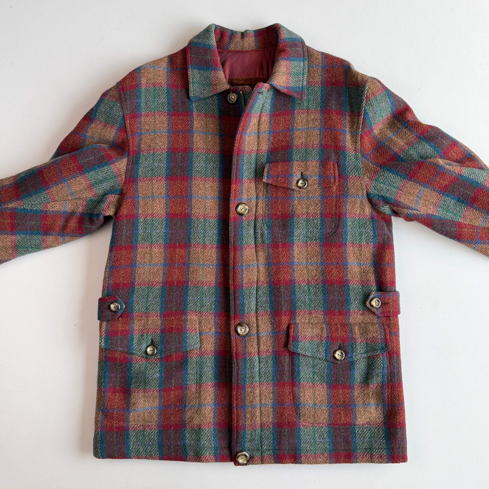 Paul Stuart (52IT / L) Plaid Wool Quilt Lined Hunting Chore Coat
