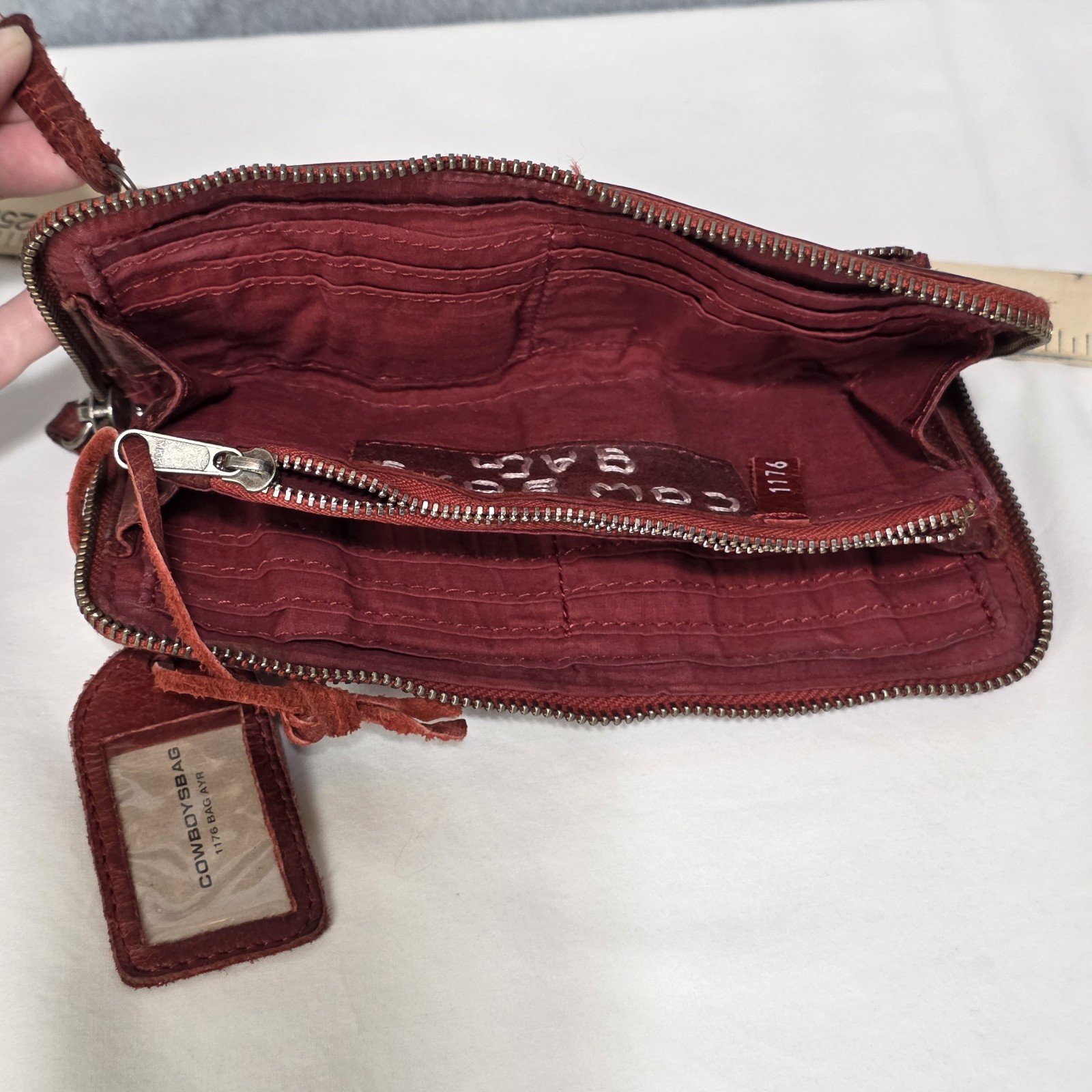 Cowboy Bags Wallet – Red Leather – Weave Pattern Western Style