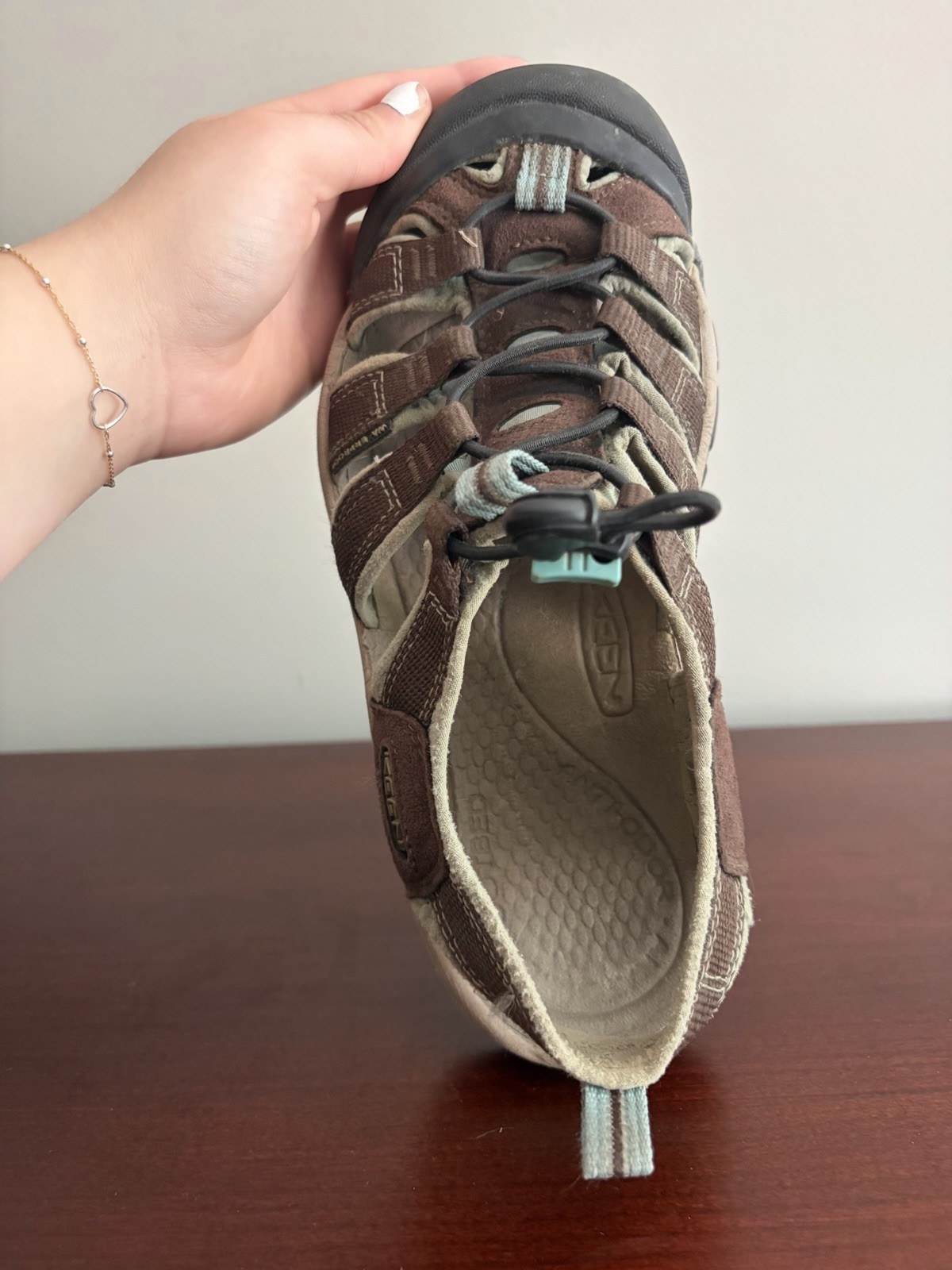 KEEN Women’s 8.5 Brown/Black Leather Closed-Toe Sport Sandals Lace Up Rubber