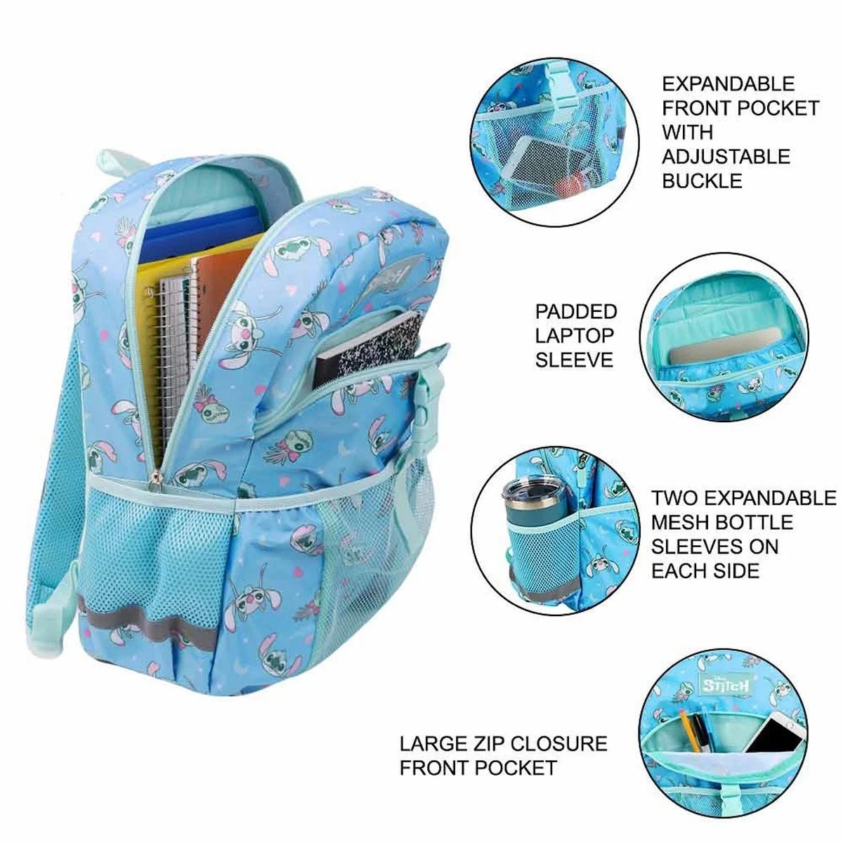 Lilo & Stitch Stitch and Scrump All Over Print Youth Backpack Set