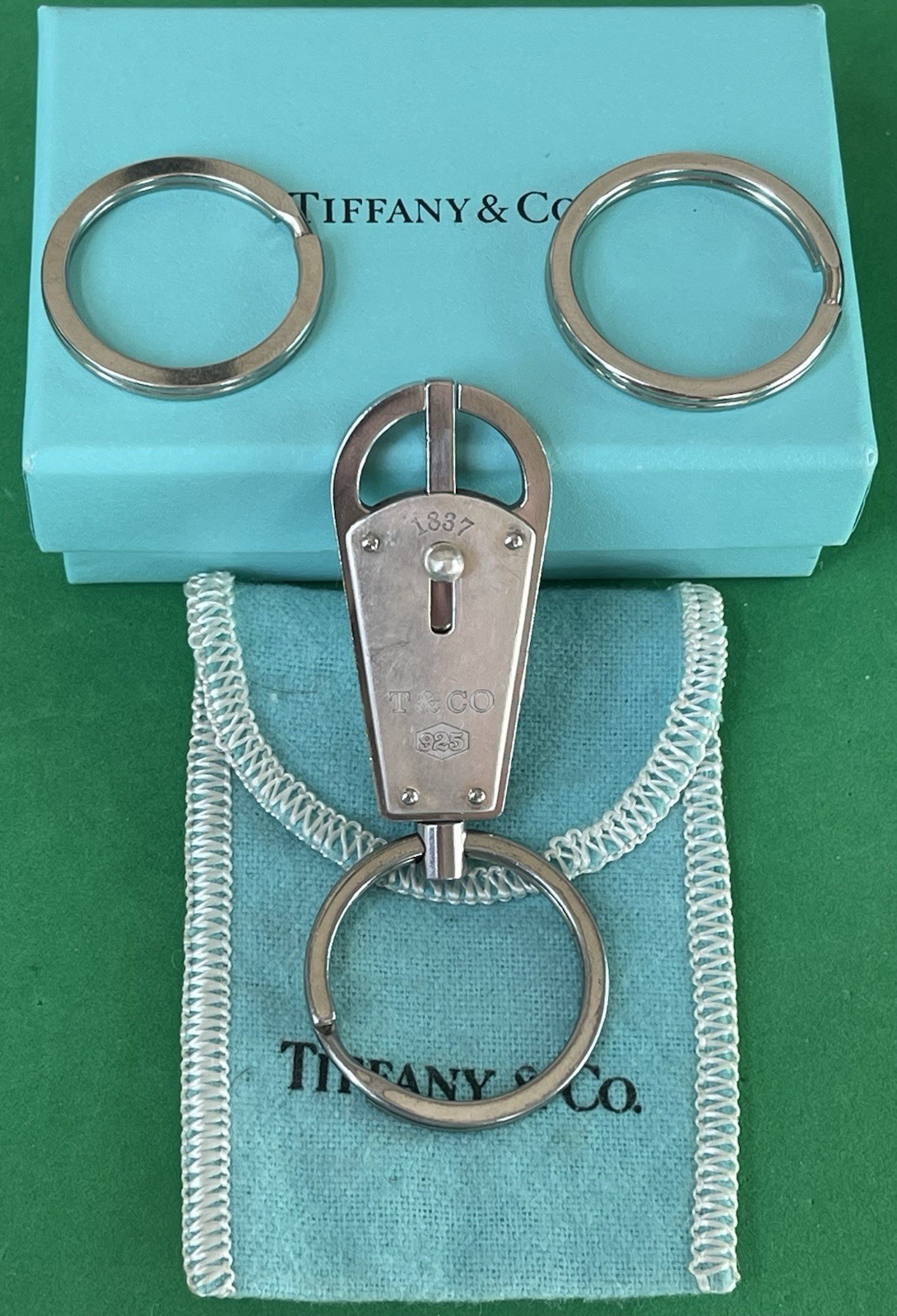 Tiffany & Co. Triple Valet 1837 Sterling Silver .925 KeyChain KeyRing KeyHolder