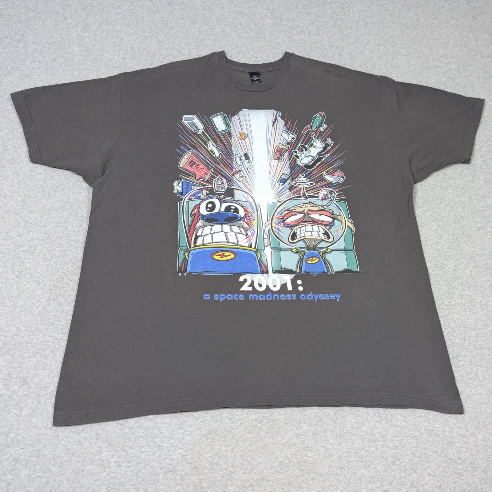 Ren & Stimpy Parody T-Shirt 2001 A Maddness Space Oddyssey Size 2XL XXL