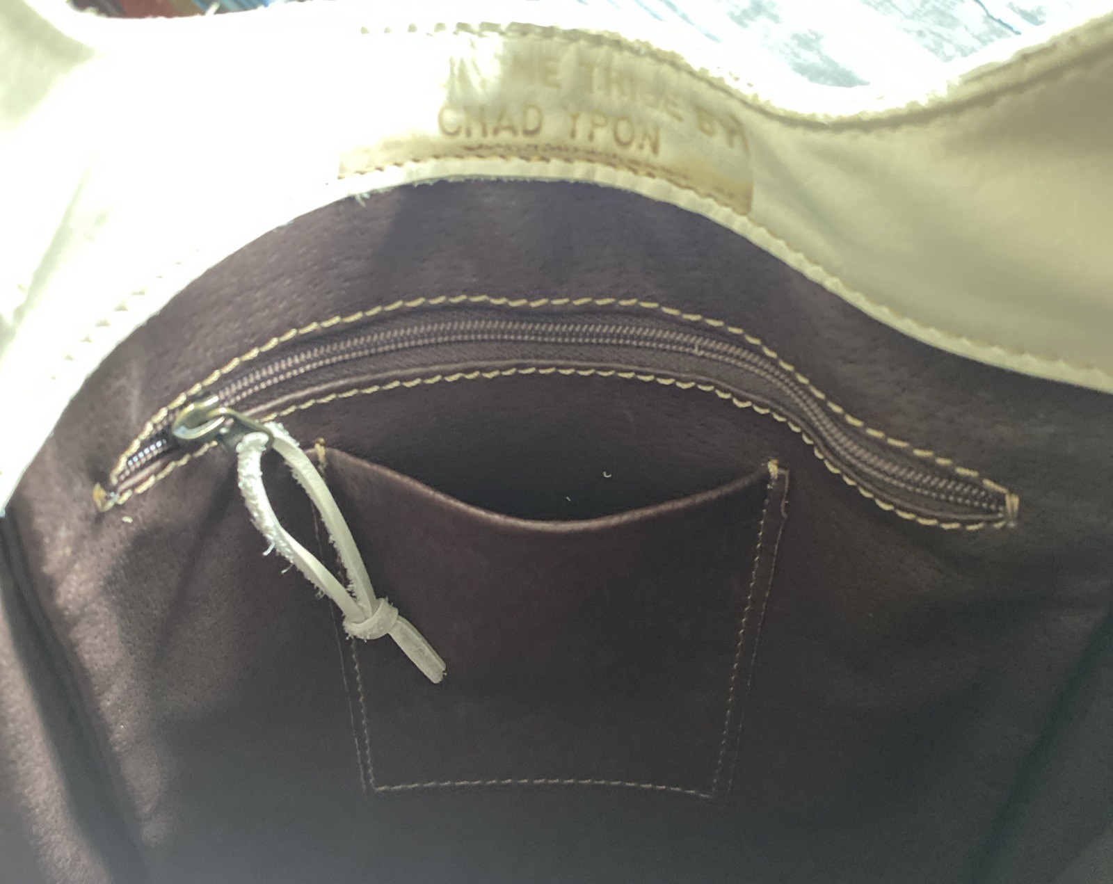 Divine Tribe by Chad Ypon Leather Shoulder Messenger Bag Beige/Turquoise RARE