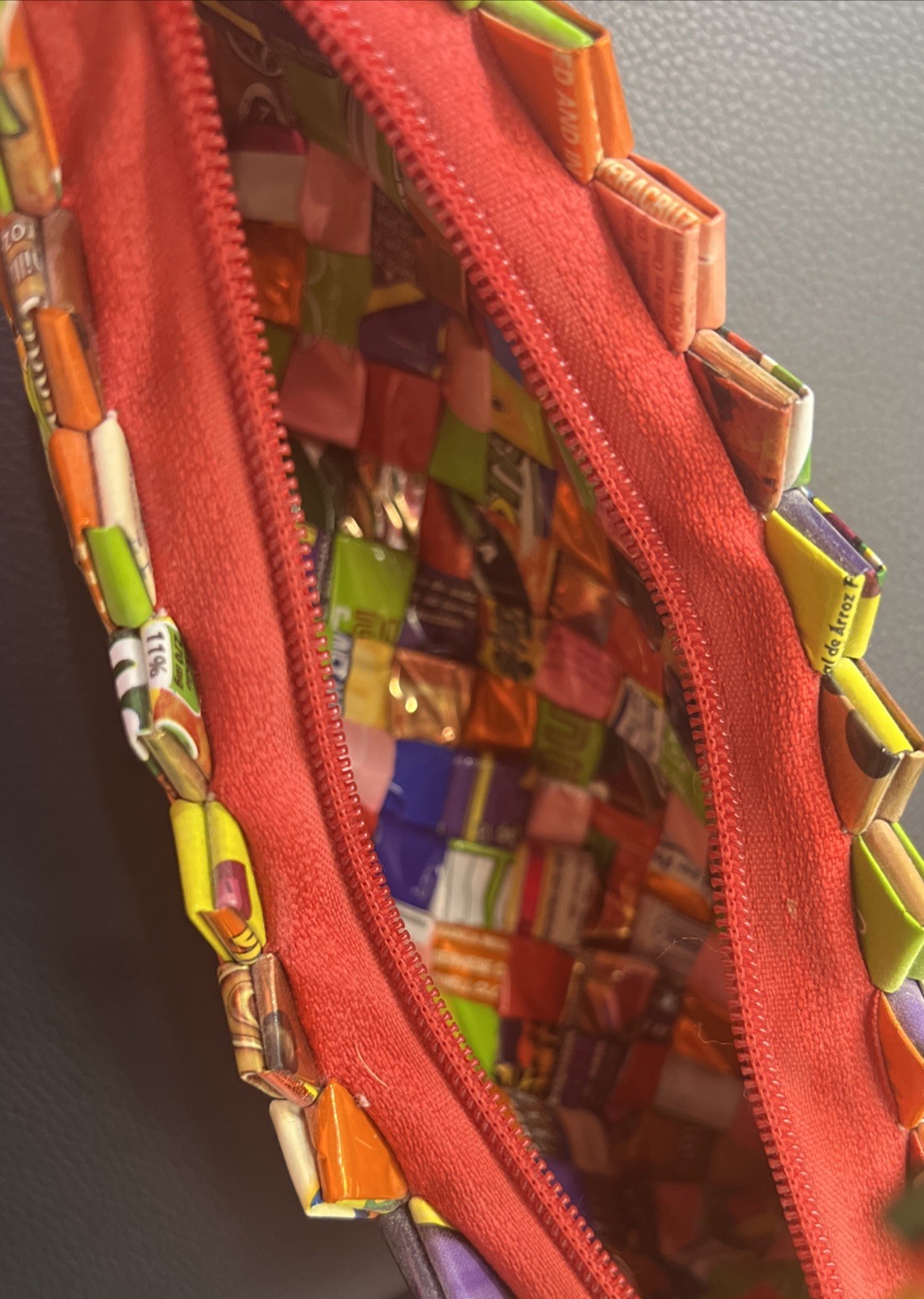 One Of A Kind Purse Shoulder Bag Up-Cycled From Candy/Gum Folded Wrappers