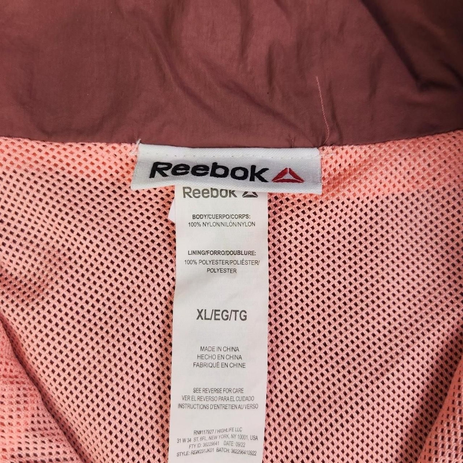 Reebok Vintage Style Colorblock Windbreaker Jacket Pink Brown Women’s XL