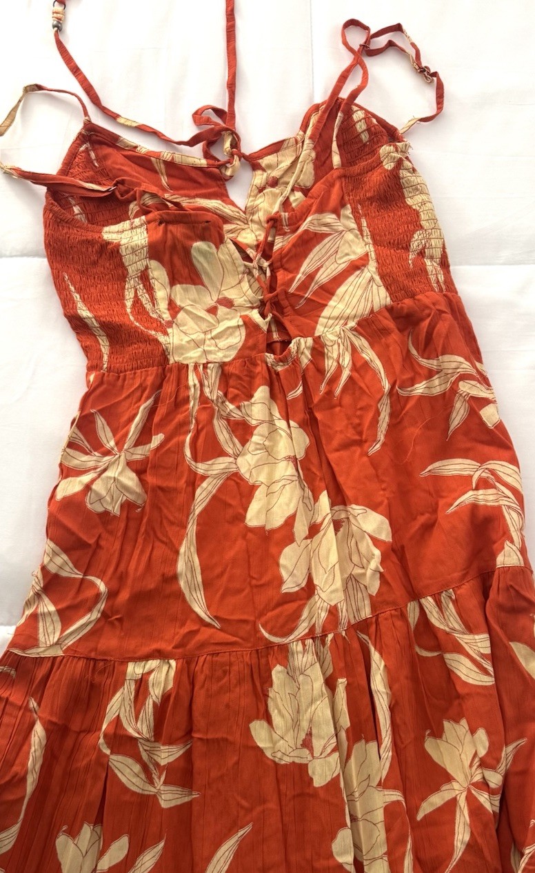 Angie Women’s Floral Sleeveless Maxi Dress V-Neck, Lightweight, Size S