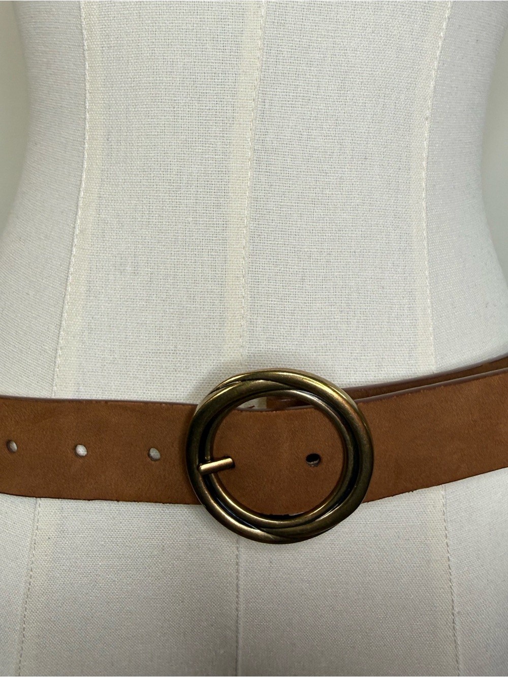 Universal Thread Tan Suede Belt with Gold Circular Buckle