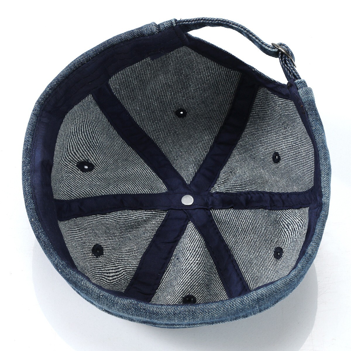 Men Denim Retro Brimless Hat Skull cap Sailor Cap Beanie Rolled Cuff Adjustable