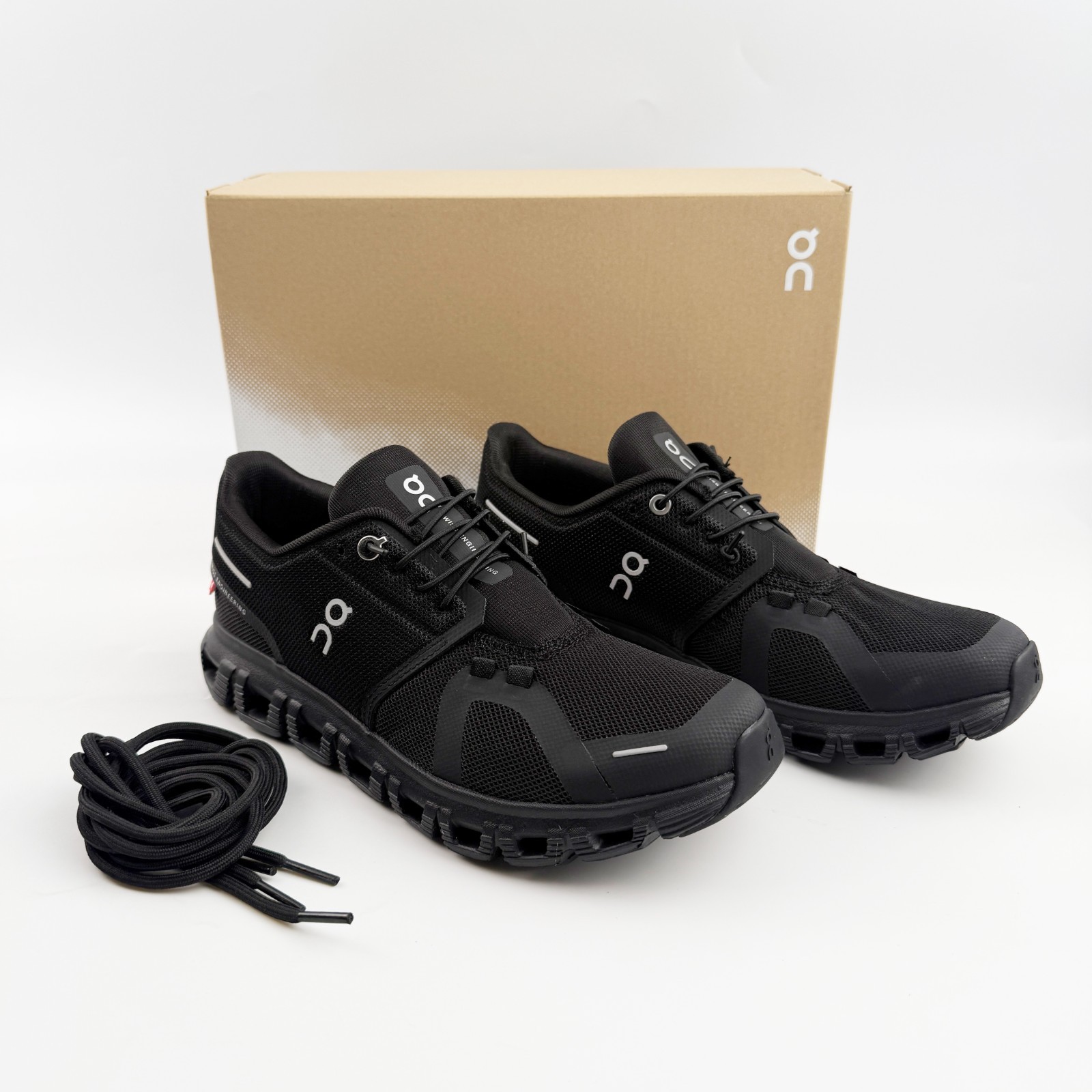 ON Cloud 6 Women’s Black All-Weather Comfort Running Sneakers Custom Shoelaces