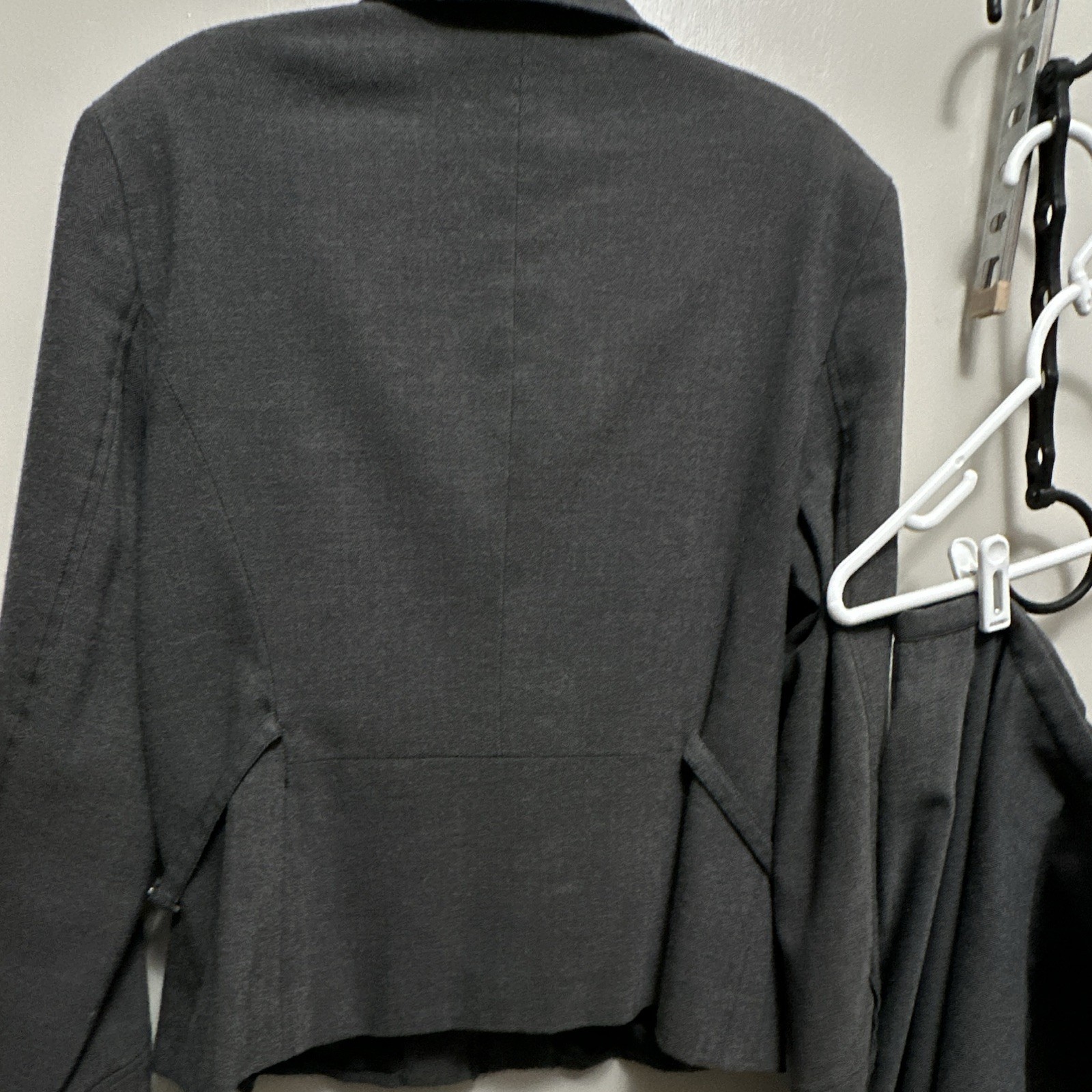Norton McNaughton Petites 2pc Gray Herringbone Pant Suit Set 14P top 12p skirt