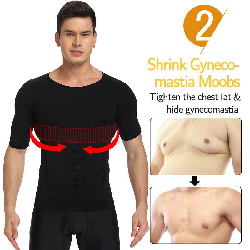 Men Slimming Body Shaper Posture Corrector Vest Abdomen Compression Tops T-Shirt