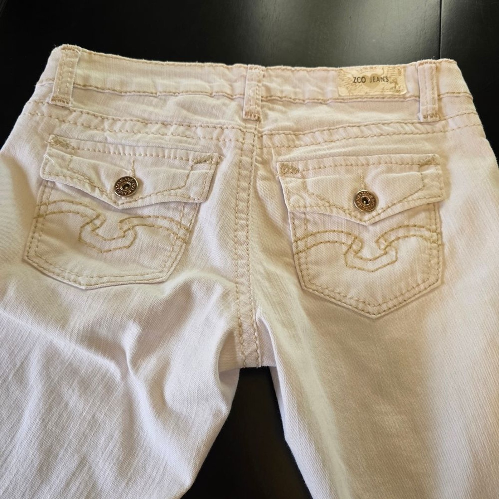 ZCO Jeans White Stretch Denim Jeans 98% Cotton 2% Spandex Button Zip Pockets