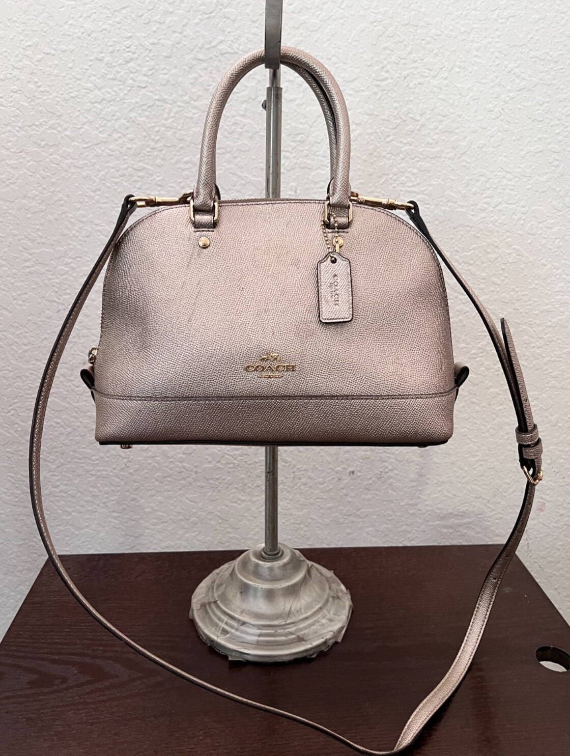 Coach MINI SIERRA METALLIC Bronze Gold Carry-all SATCHEL Shoulder bag F22315 GUC
