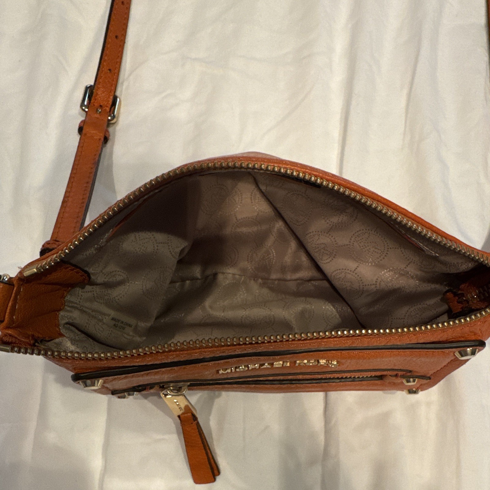 Michael Kors Gilmore Small Pebbled Leather Crossbody Bag Mandarin Orange Purse