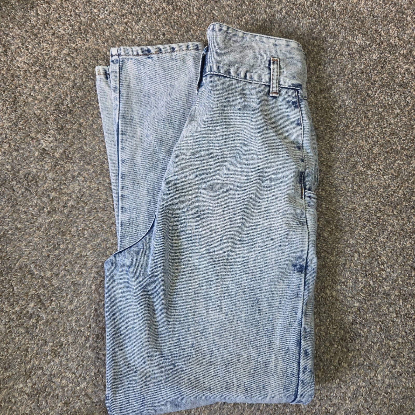 Vintage First Acid Wash High Waisted Pleated Tapered Jeans Light Blue Size 5