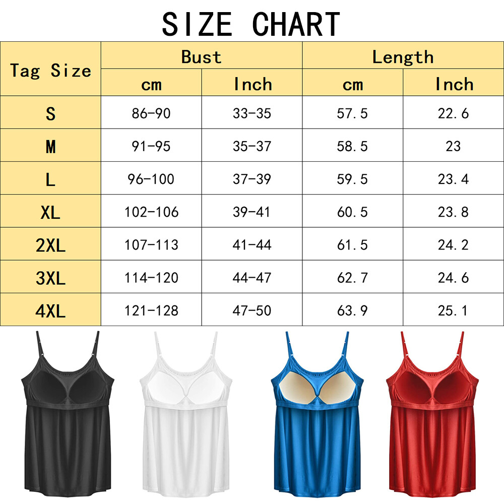 Women Fashion Swing Flowy Cami with Built in Bra Seamless Strap Tank Top Vest US