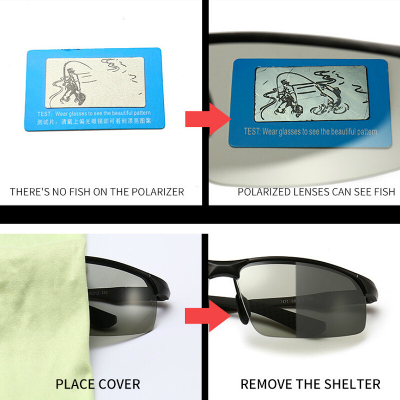 Aluminum Polarized Photochromic Sunglasses Men Chameleon Driving Sports Glasses
