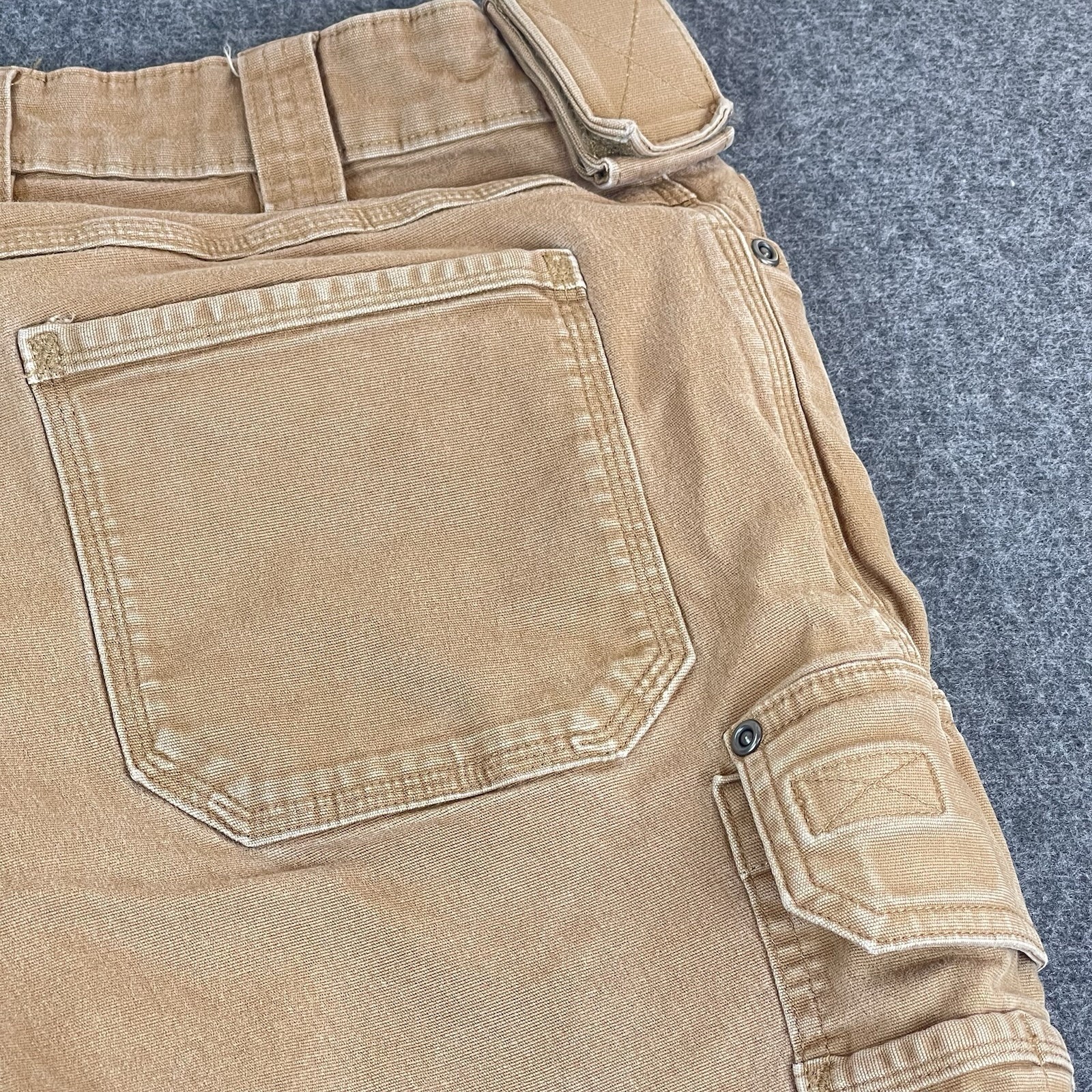 Duluth Flex Fire Hose Ultimate Relaxed Fit Cargo Work Pants Mens 36×34 Brown Tan