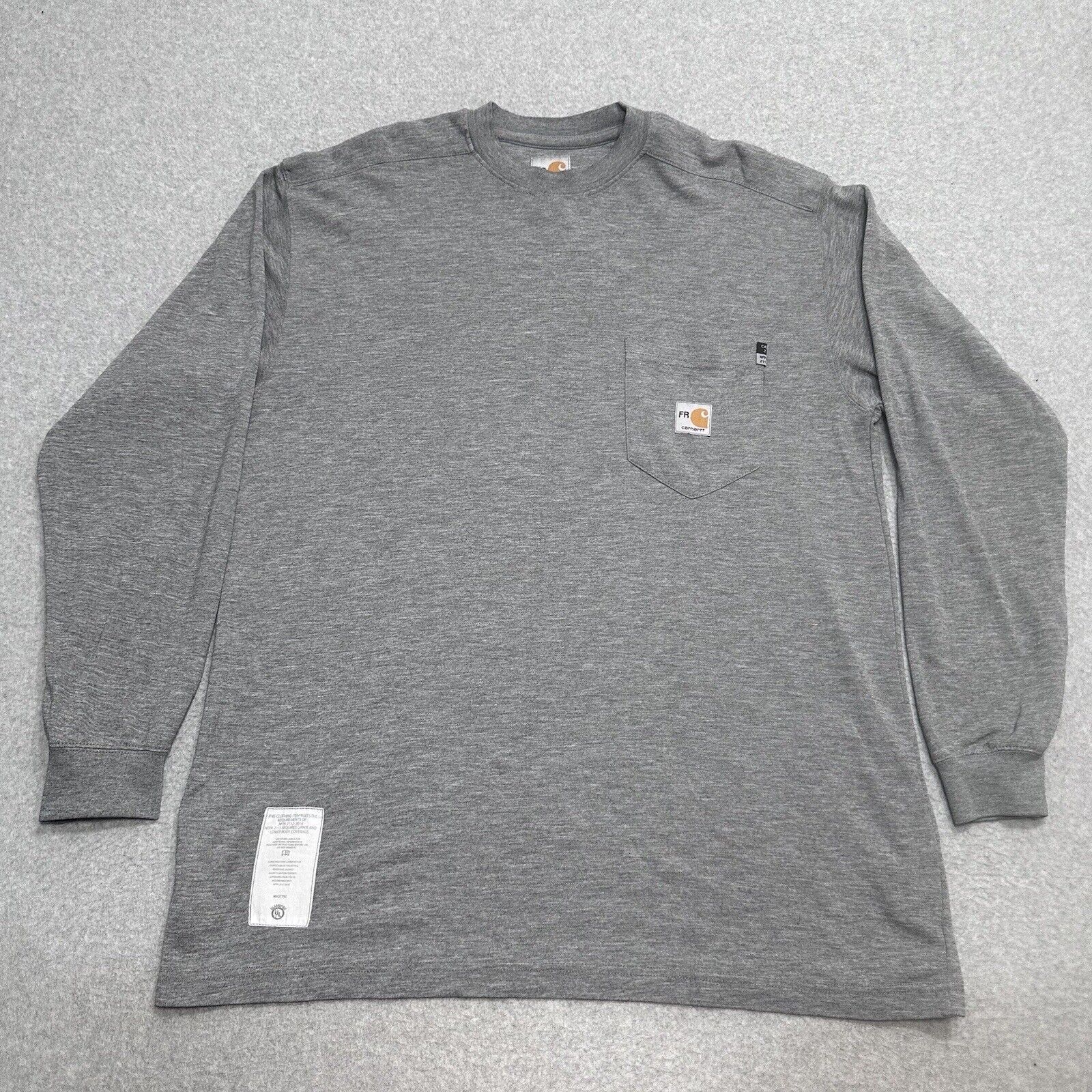 Carhartt FR Fire-Rated XL CAT2 Long Sleeve Gray Tee Shirt #397-31 NEW