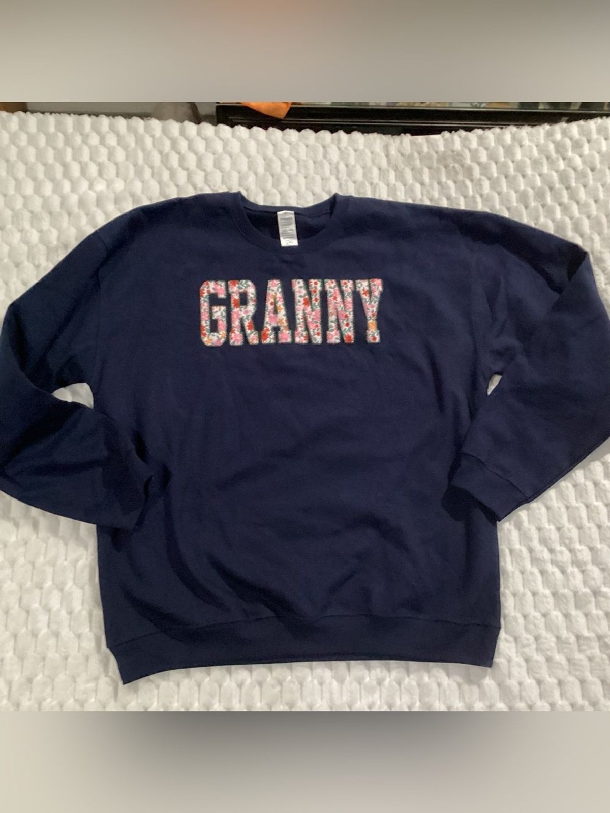 Source Unknown Navy Sweatshirt with Floral “GRANNY” Applique