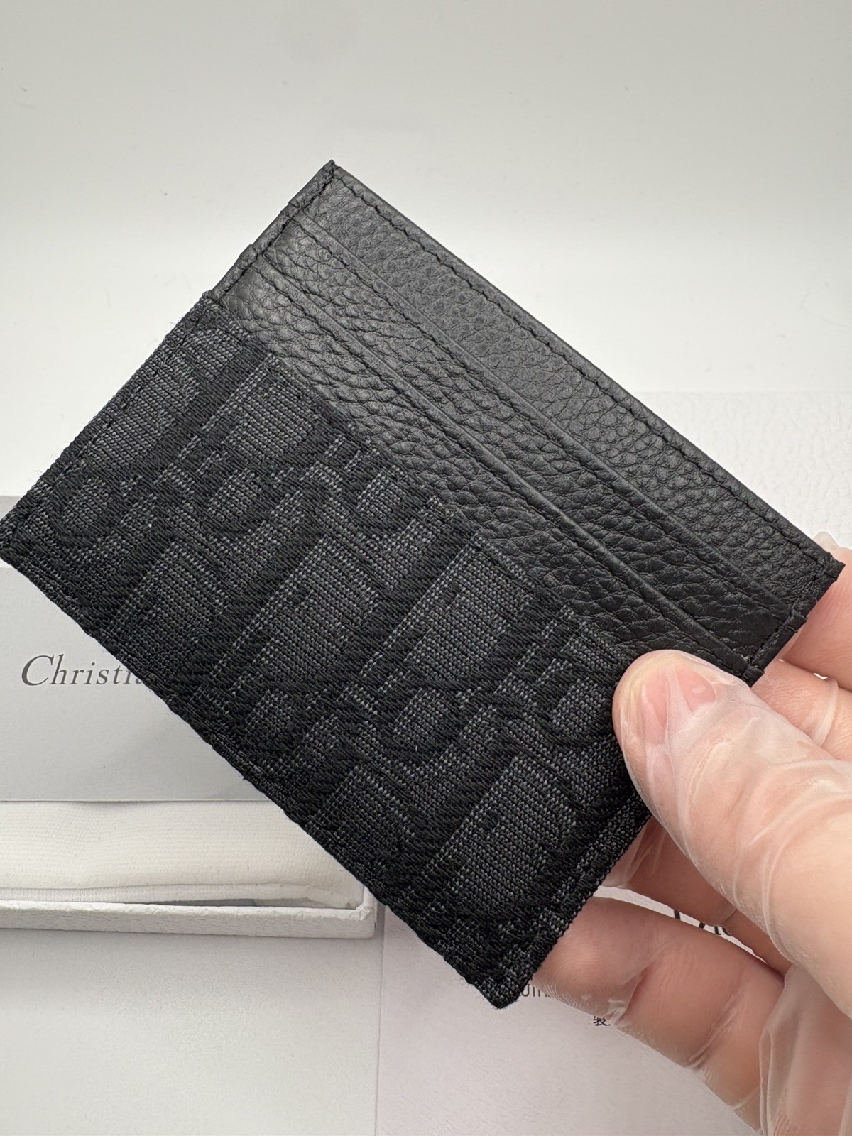 Black Christian Dior Oblique Jacquard Card Holder