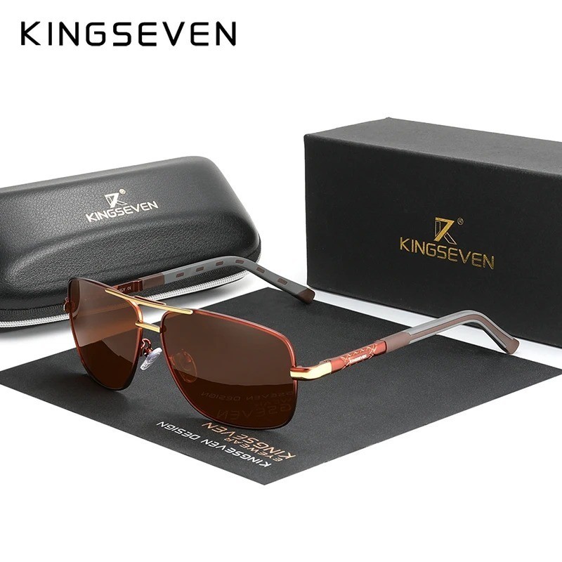 KINGSEVEN Polarized Sunglasses Men Aluminum Frame UV400 Mirror Driving Glasses