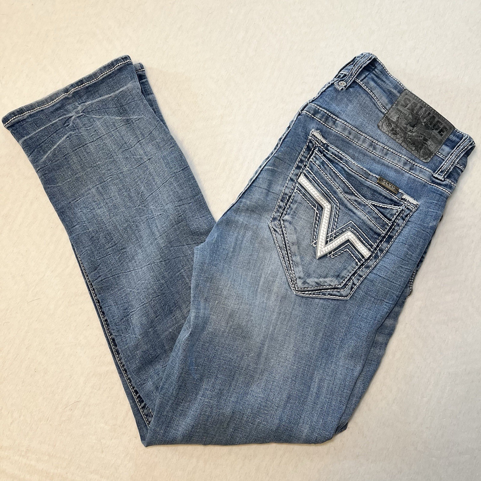 Salvage Supply Co Buckle Mayhem Straight Fit 33R Jeans Men’s Whiskered