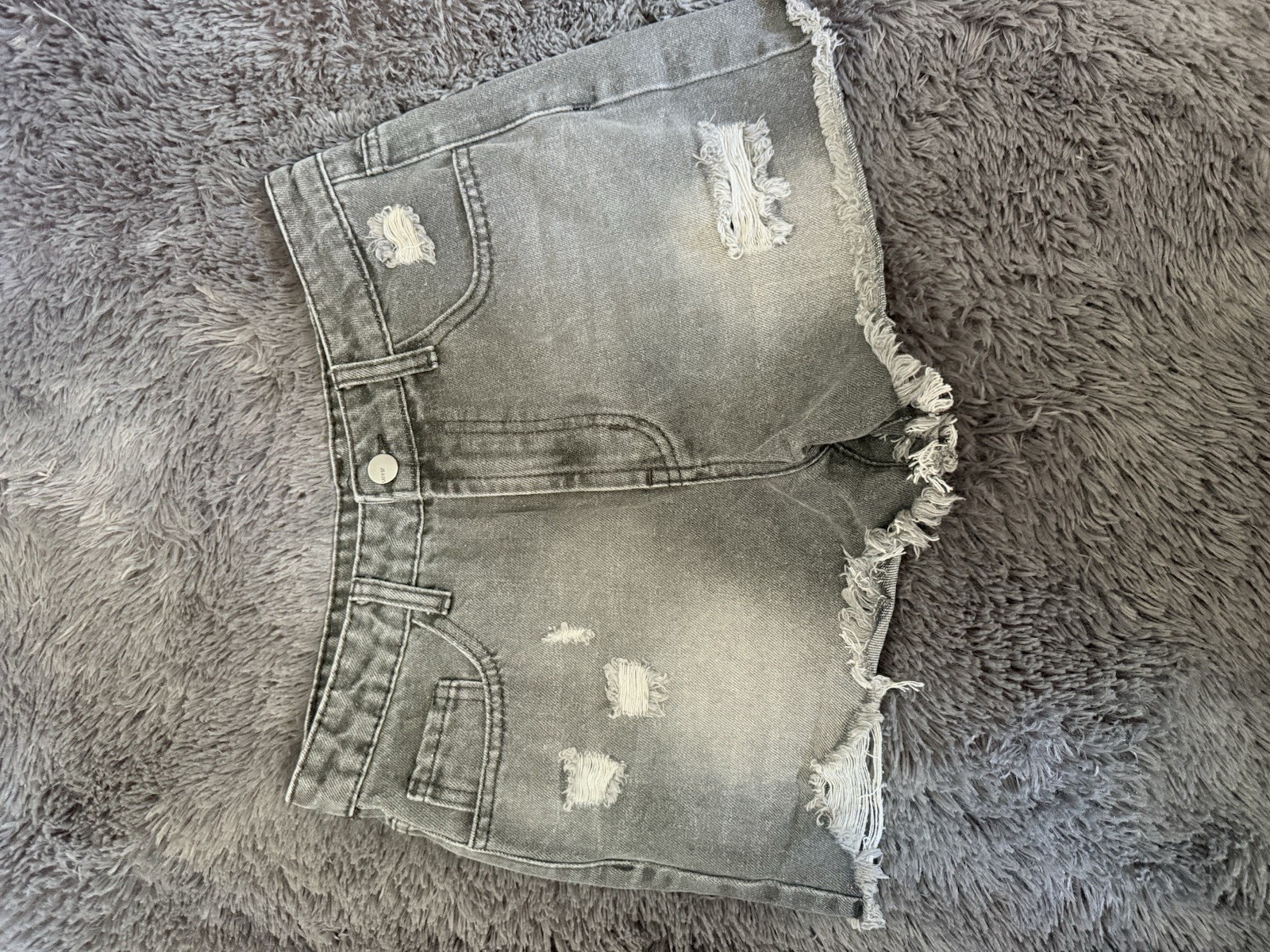 SHEIN Women’s Gray Solid Denim Cut-Off Shorts Size XS Regular
