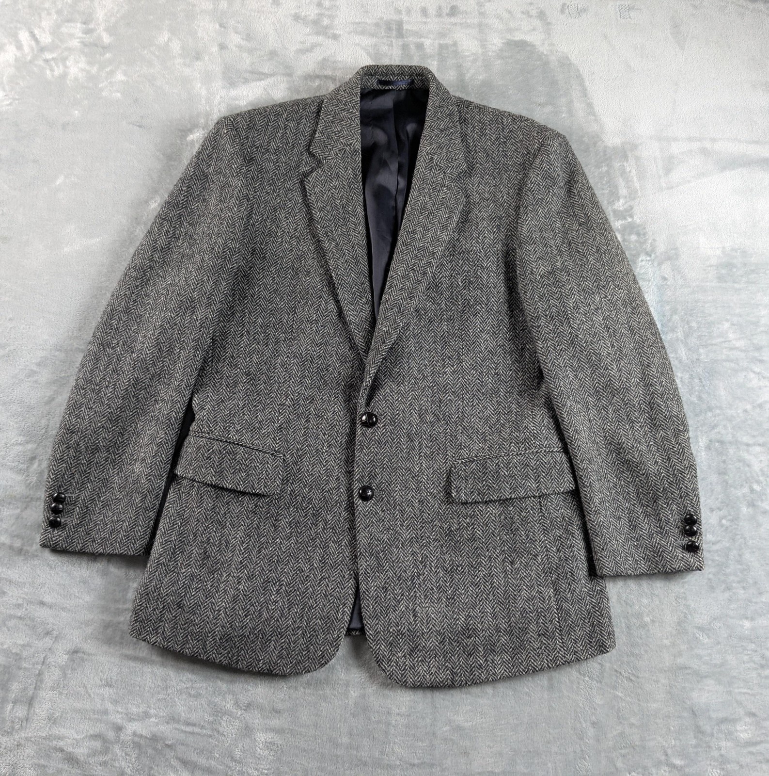 Harris Tweed Blazer Mens 40 Regular Herringbone Scotland Wool Sport Coat READ