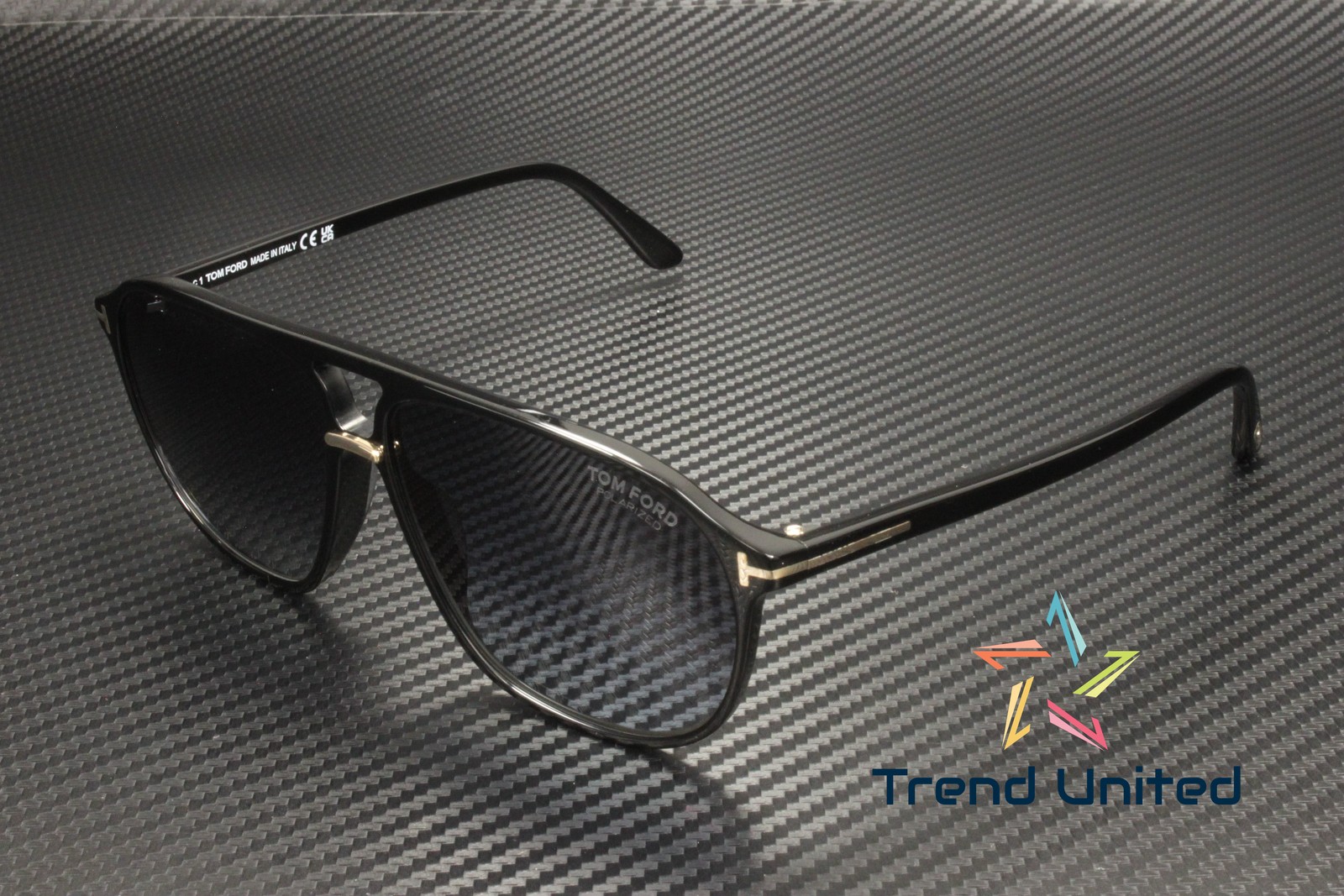 Tom Ford Bruce FT1026 01D Shiny Black Smoke Polarized 61 mm Men’s Sunglasses